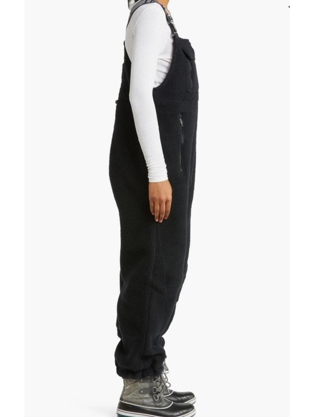 Free People Movement Women’s Black Fleece Snow Bib Pants Size Large - Picture 11 of 16